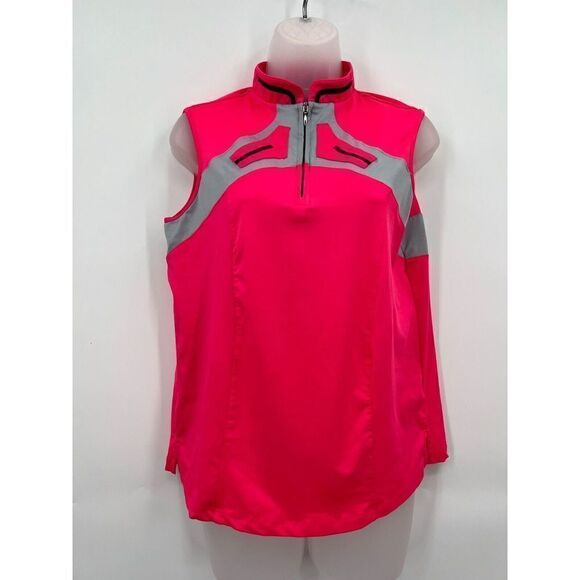 Jamie Sadock Sleeveless Golf Top Women's Medium Hot Pink Gray Pickleball - Picture 2 of 16